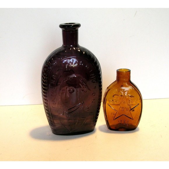 American Eagle Glass Bottles Set of Two Plum and Amber - Picture 5 of 12